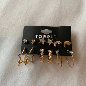 Torrid Celestial Gold Tone Earrings Set of 6 Pairs